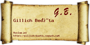 Gillich Beáta névjegykártya